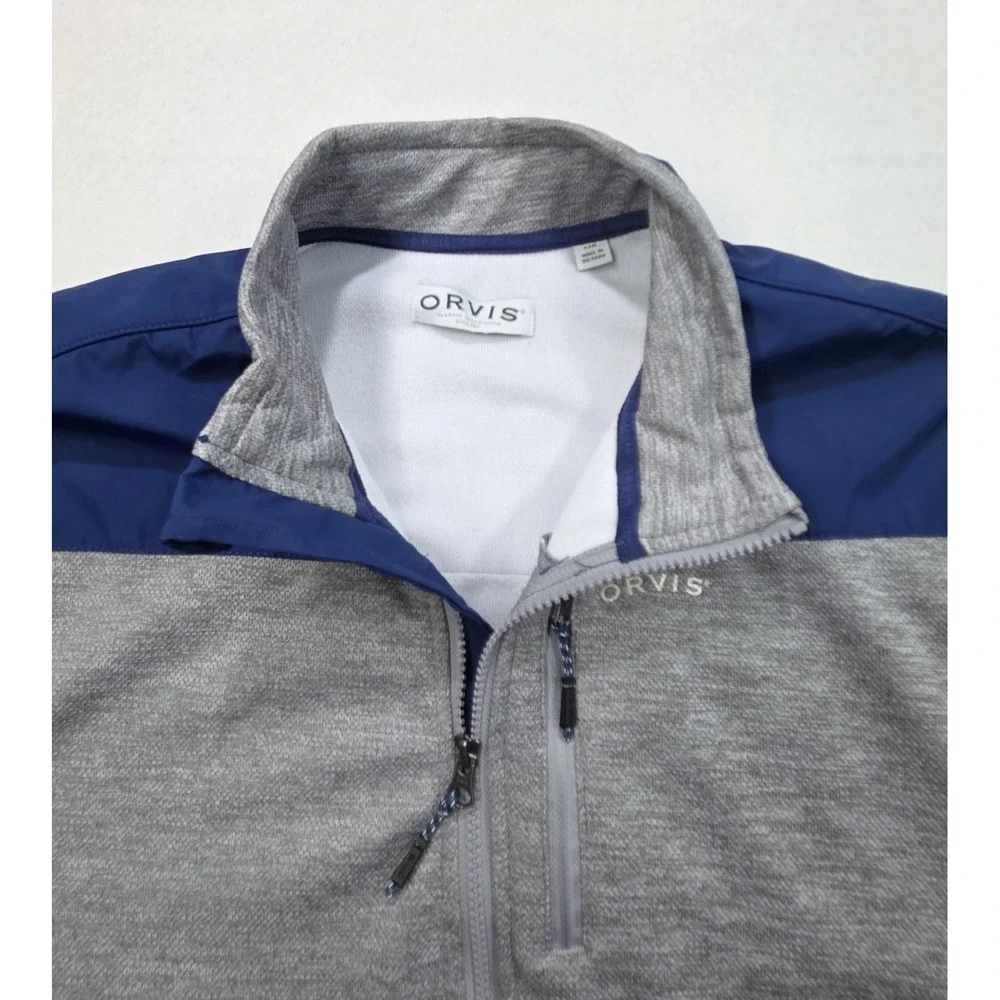 ORVIS Jacket Men's‎ L Blue Bonded Full Zip Nylon Panels Windbreaker LIMITED USE